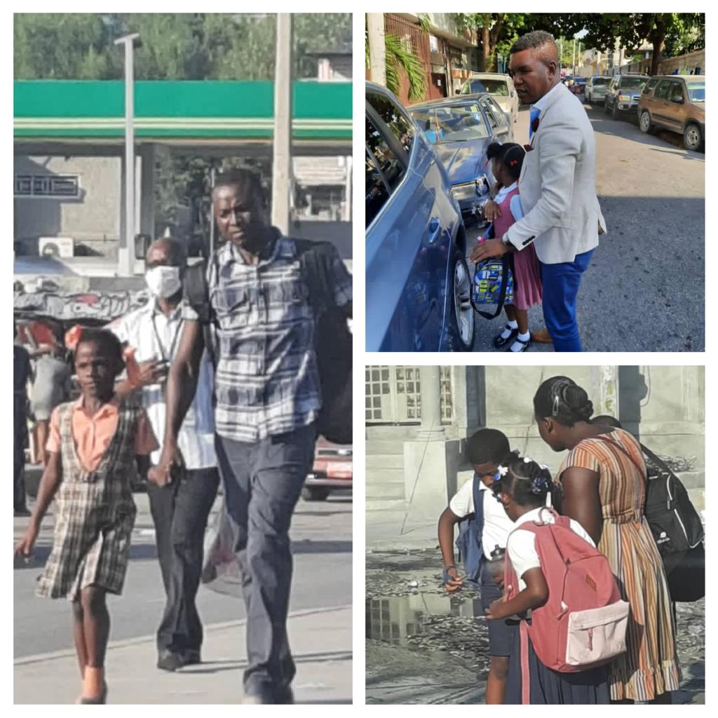 Des parents d'élèves s'empressent ds les rues
