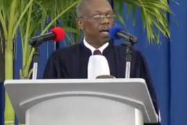 Dr Jean-Bertrand Aristide, lors de son discours.