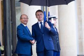 Conseil Président Leslie Voltaire et Président Emmanuel Macron 